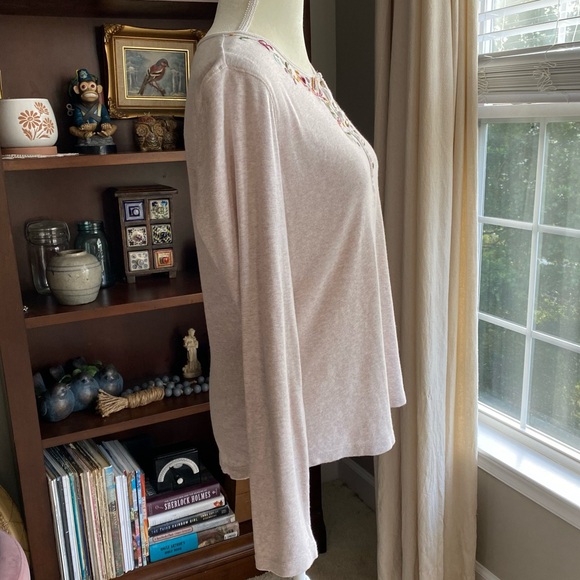 Chaps Boho Flower Embroidered Top - Picture 3 of 7